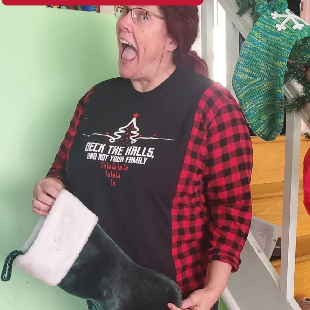 Winter snow tree - upcycled flannel/tee combo - Picture 4 of 8